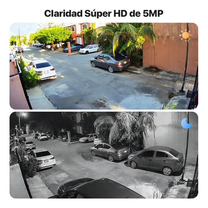 Kit H.view HV-84AHD5001-1TB De Cámara de Videovigilancia Circuito Cerrado 5mp 4 Cámaras Exterior Disk 1000gb Dvr Color Blanco Two-way Audio Grado B