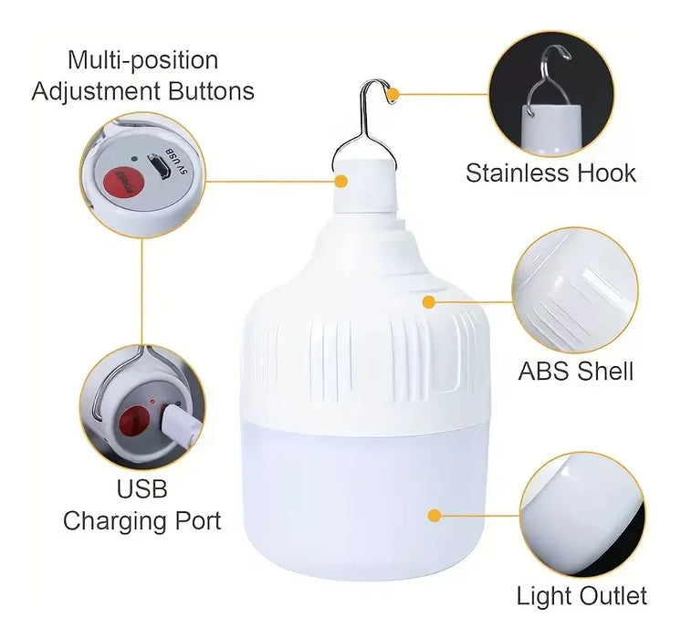 4 Luces de Emergencia Portátiles Recargables USB (80W) - Focos LED Potentes Grado B
