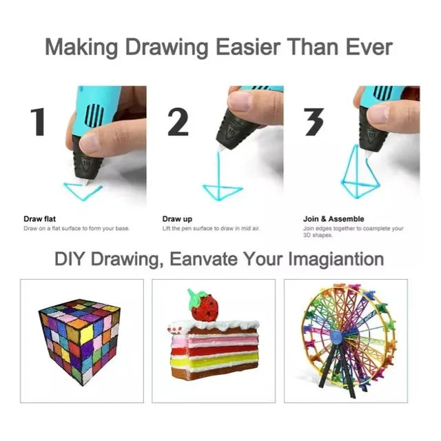 Pluma De Impresión 3d Con Filamento Pla 36m, 12 Colores 3 M Grado B