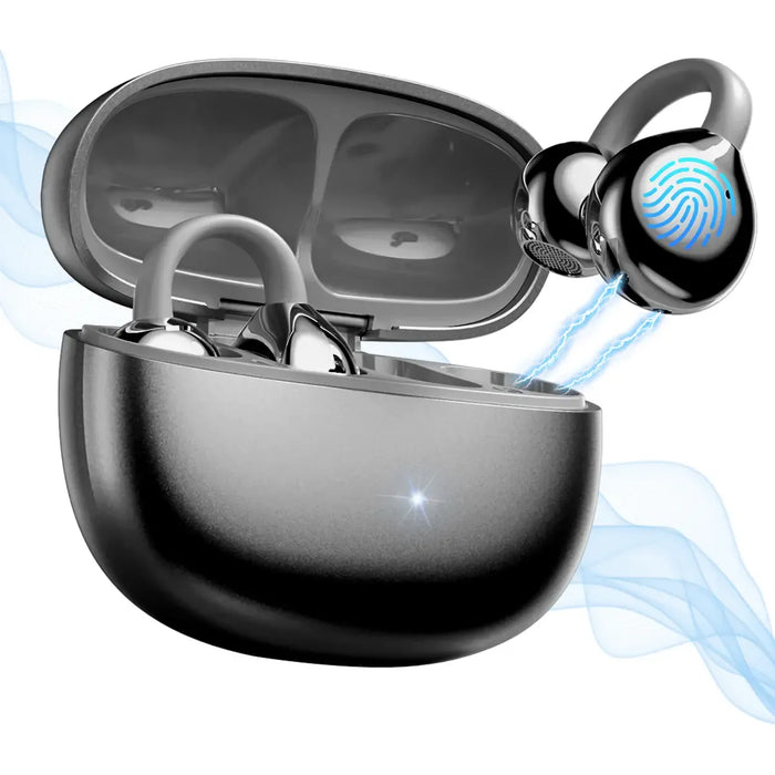 AUDÍFONOS BLUETOOTH 5.4 CLIP EAR: GAMERS Y DEPORTISTAS. INCLUYE CANCELACIÓN DE RUIDO, MICRÓFONO HD, CALIDAD DE AUDIO, IPX4, CONTROLES TÁCTILES Y COMODIDAD PROLONGADA. HOLFILL GRADO A