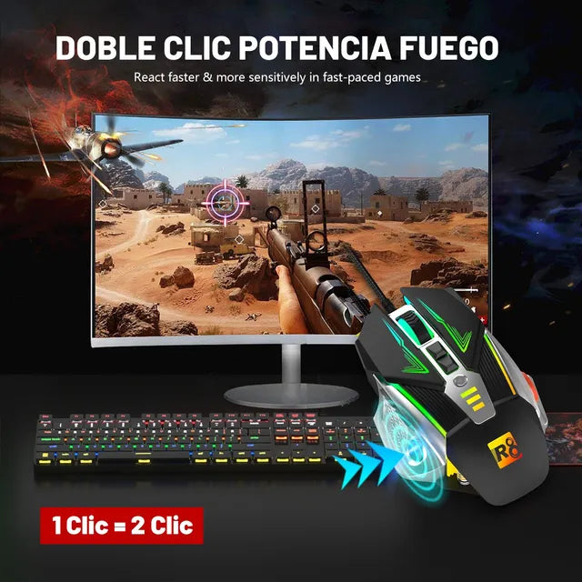 Mouse Gamer Ergonomico Rgb 7 Botones 7200 Dpi Usb Grado A