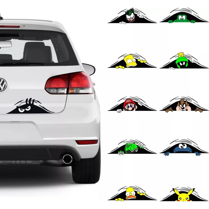 calcomania sticker mounstro asomandose cajuela auto ss vinil