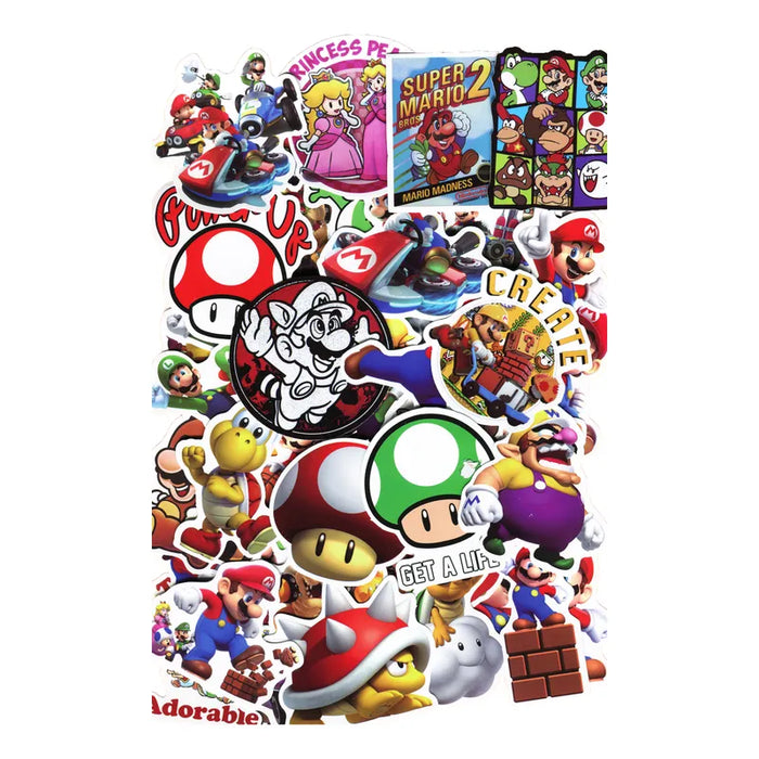 50 calcomanã­as stickers mario bros nintendo contra agua 4160