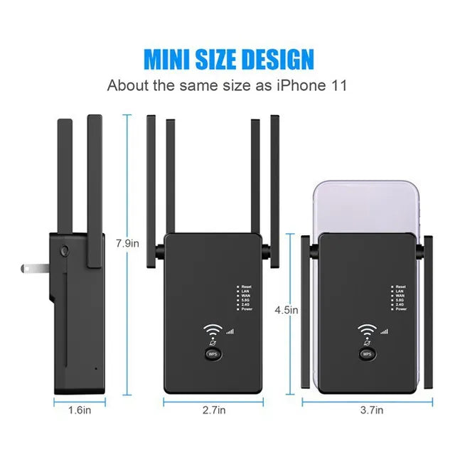 Amplificador Wifi Repetidor 1200 Mbps De 2.4/5.8ghz Wps