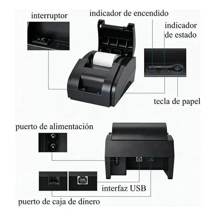 IMPRESORA TÉRMICA CAJÓN PUNTO DE VENTA 58MM TICKET GRADO B