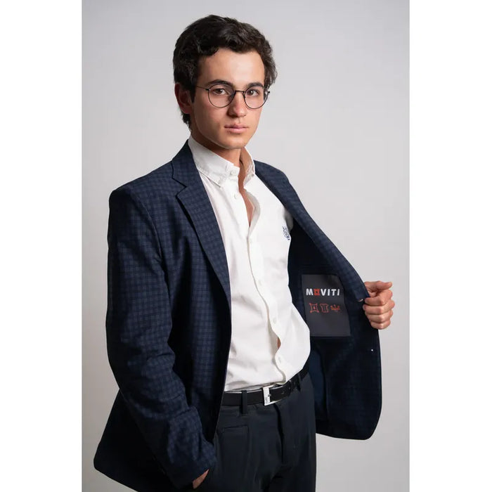 BLAZER MOVITI CÓMODO SEMI FORMAL PARA HOMBRE AZUL MARINO CON CUADROS TALLA 36C GRADO A
