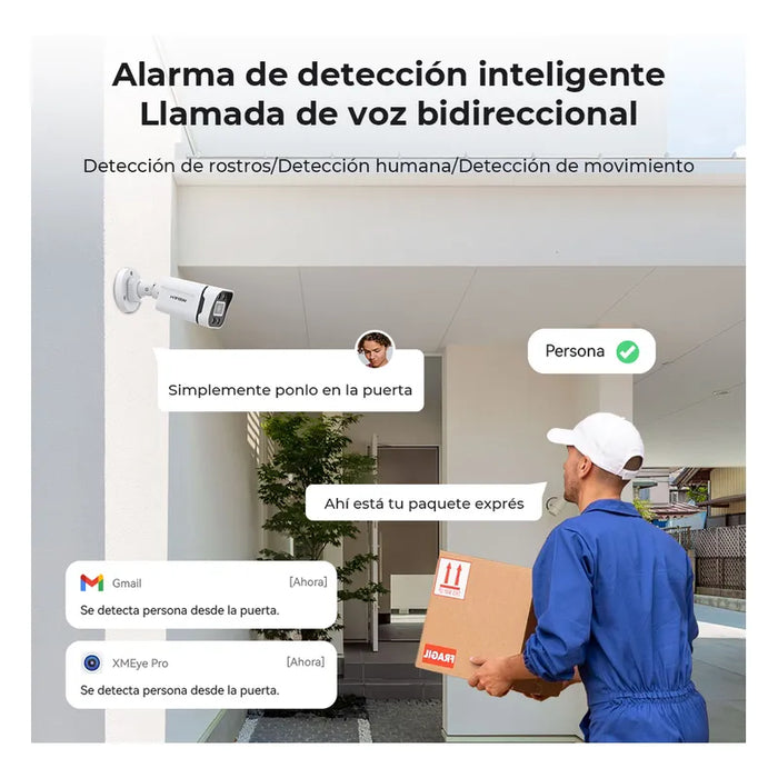 Kit H.view HV-84AHD5001-1TB De Cámara de Videovigilancia Circuito Cerrado 5mp 4 Cámaras Exterior Disk 1000gb Dvr Color Blanco Two-way Audio Grado B