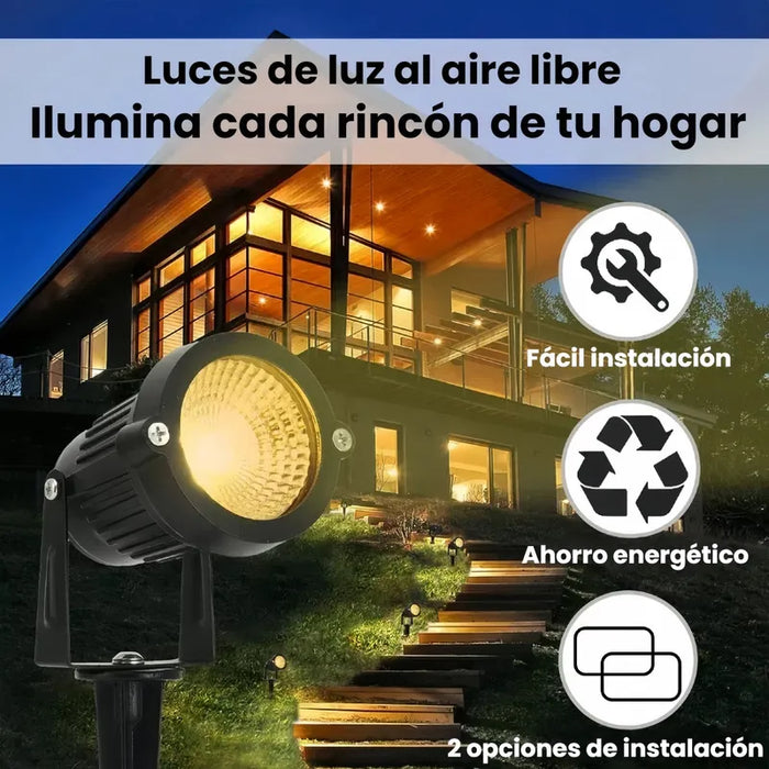 PAQUETE 10 LAMPARAS DIRIGIBLE CON ESTACA EXTERIORES Y JARDIN GRADO A