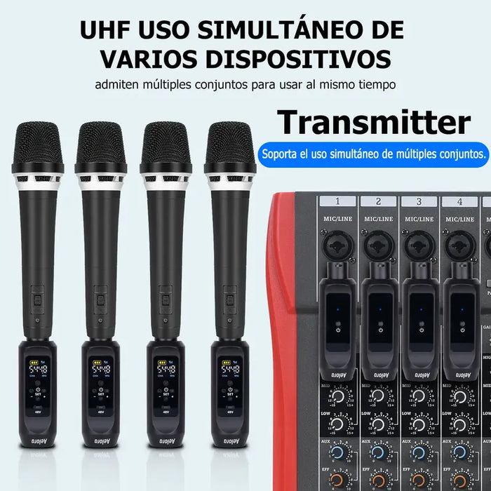 AELORA SISTEMA MICRÓFONOS INALÁMBRICOS TRANSMISOR RECEPTOR NEGRO GRADO B