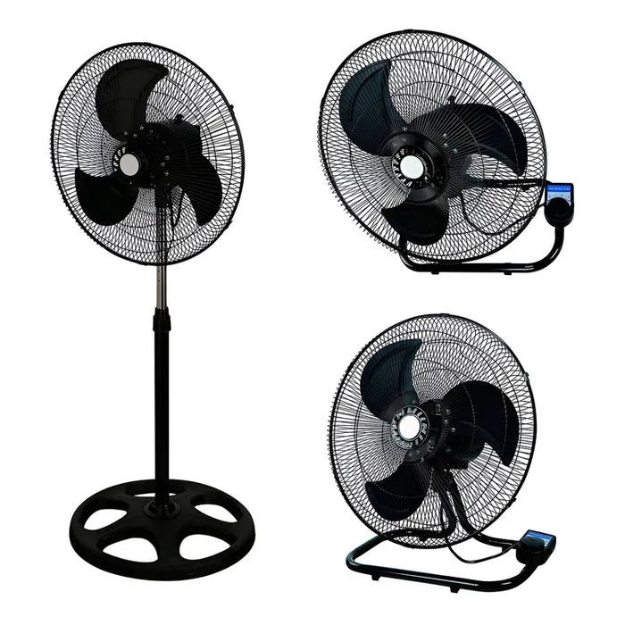 VENTILADOR 18 PULGADAS NEGRO PEDESTAL, PISO, PARED 3 EN 1