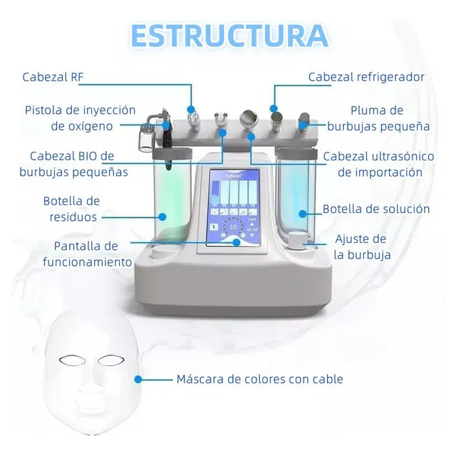 7 En 1 Maquina Facial Led Instruments De Beauty De Oxi­geno