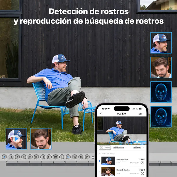 Kit H.view HV-84AHD5001-1TB De Cámara de Videovigilancia Circuito Cerrado 5mp 4 Cámaras Exterior Disk 1000gb Dvr Color Blanco Two-way Audio Grado B