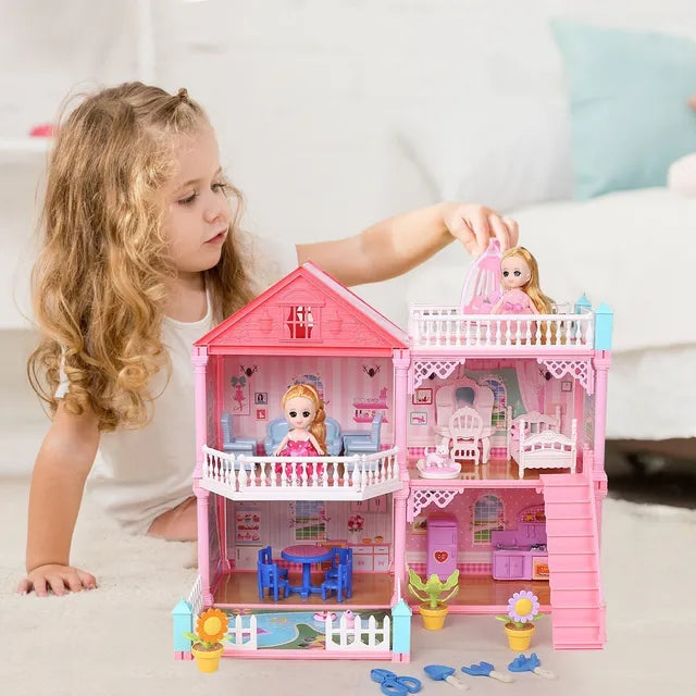 Casas De Muñecas Rosas De Niñas Exquisita Casa De Muñeca Led Grado A