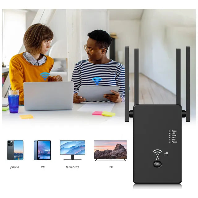 Amplificador Wifi Repetidor 1200 Mbps De 2.4/5.8ghz Wps