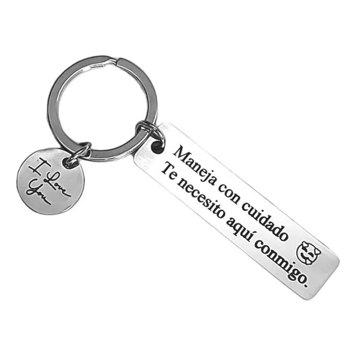 Llavero De Maneja Con Cuidado De Acero Inoxidable 1526