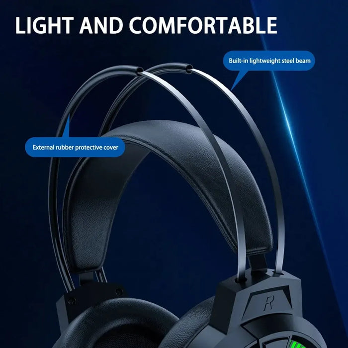 AUDÍFONOS GAMER CON MICRÓFONO LUCES RGB CON CABLE NEGROS 7.1