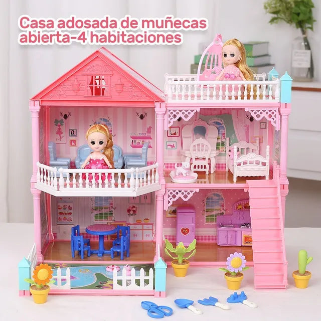 Casas De Muñecas Rosas De Niñas Exquisita Casa De Muñeca Led Grado A