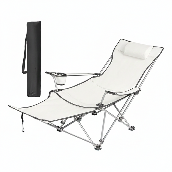 Silla Plegable Para Camping Y Playa Con Soporte De Bebida Color Blanco/ Hueso GRADO A