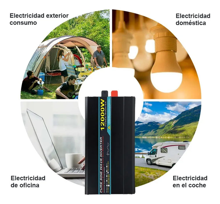 Inversor De Onda Sinusoidal Pura 12000w 24v/110v Para Coches GRADO B