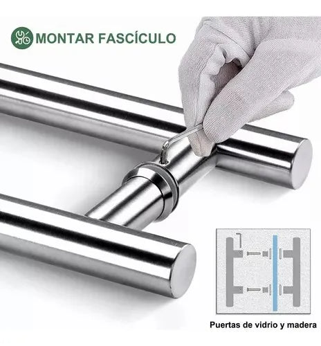 Jaladera Acero Inoxidable Tipo H Puerta Cristal, 200cm 2 GRADO B