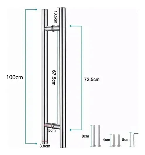 Jaladera Acero Inoxidable Tipo H Puerta Cristal, 200cm 2 GRADO B