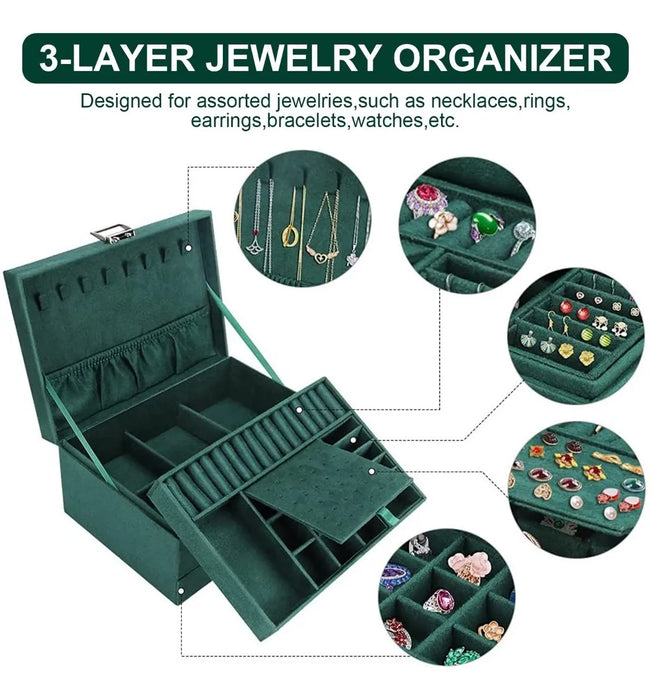 CAJAS PARA JOYERIA FRANELA ORGANIZADOR DE JOYAS  3 CAPAS GRADO  B