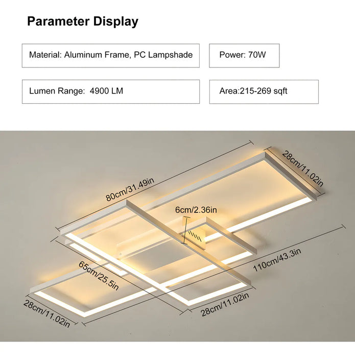 MODERNA LÃ¡MPARA DE TECHO LED DECORATIVE SALA DE 70W ACRILICO BLANCO 110CM GRADO B