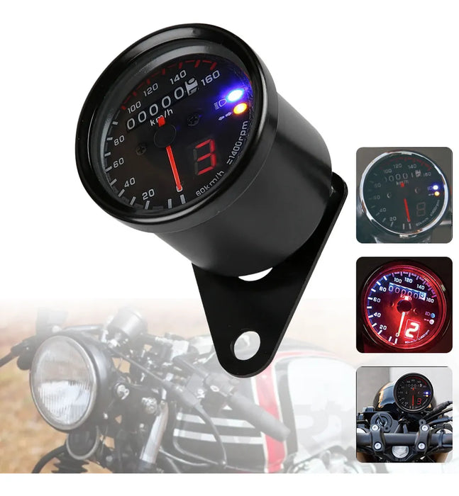 VELOCI­METRO UNIVERSAL PARA MOTOCICLETA CON INDICADORES LED GRADO B