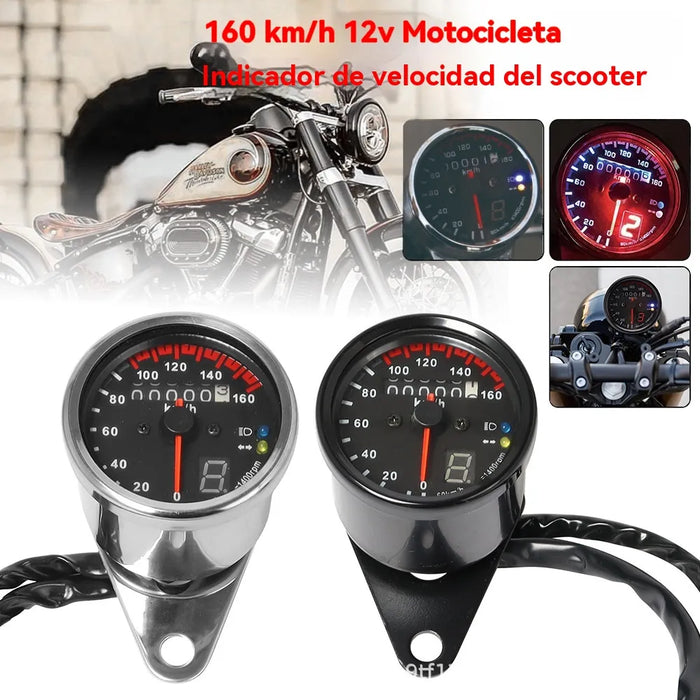 VELOCI­METRO UNIVERSAL PARA MOTOCICLETA CON INDICADORES LED GRADO B