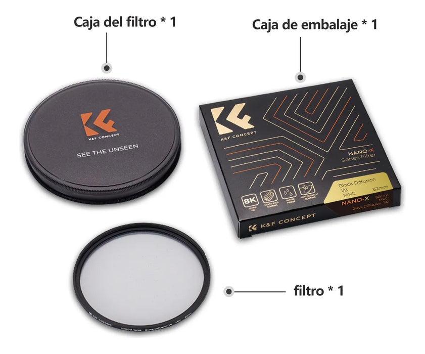 k&f 67mm 1/8 negro difusiãón fotografãa filtro de lente569 GRADO B