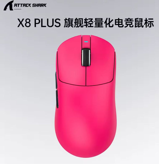 ATTACK SHARK X8PLUS RATÃ³N GAMING 55G PARA MANOS GRANDES 4KDP COLOR ROJO GRADO A