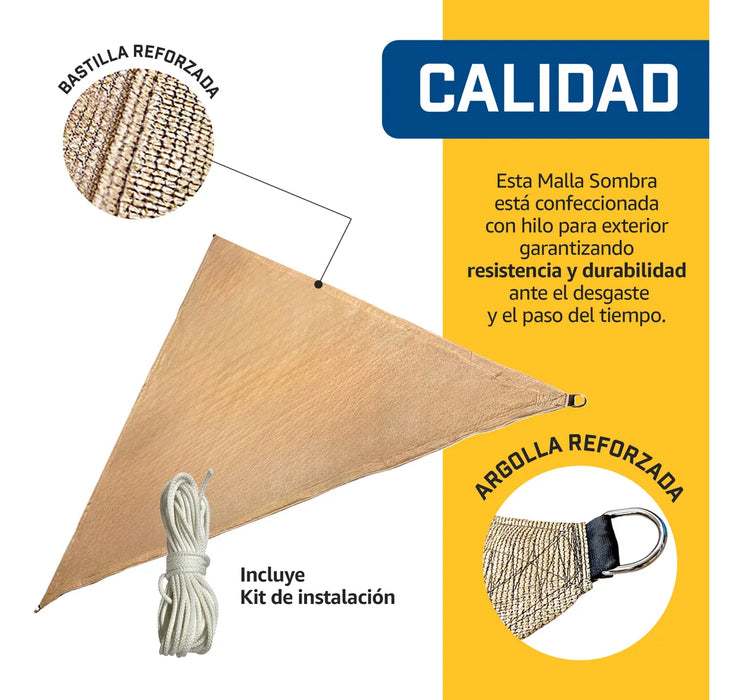 Malla Sombra 4x4x4 Mts 90% Toldo Velaria Reforzada Argollas 1 GRADO B
