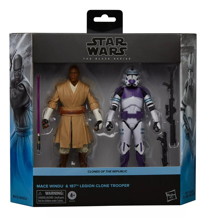 pack de figuras de star wars mace windu & 187th legion clone trooper  GRADO B