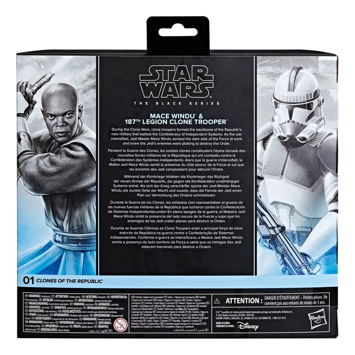 pack de figuras de star wars mace windu & 187th legion clone trooper  GRADO B