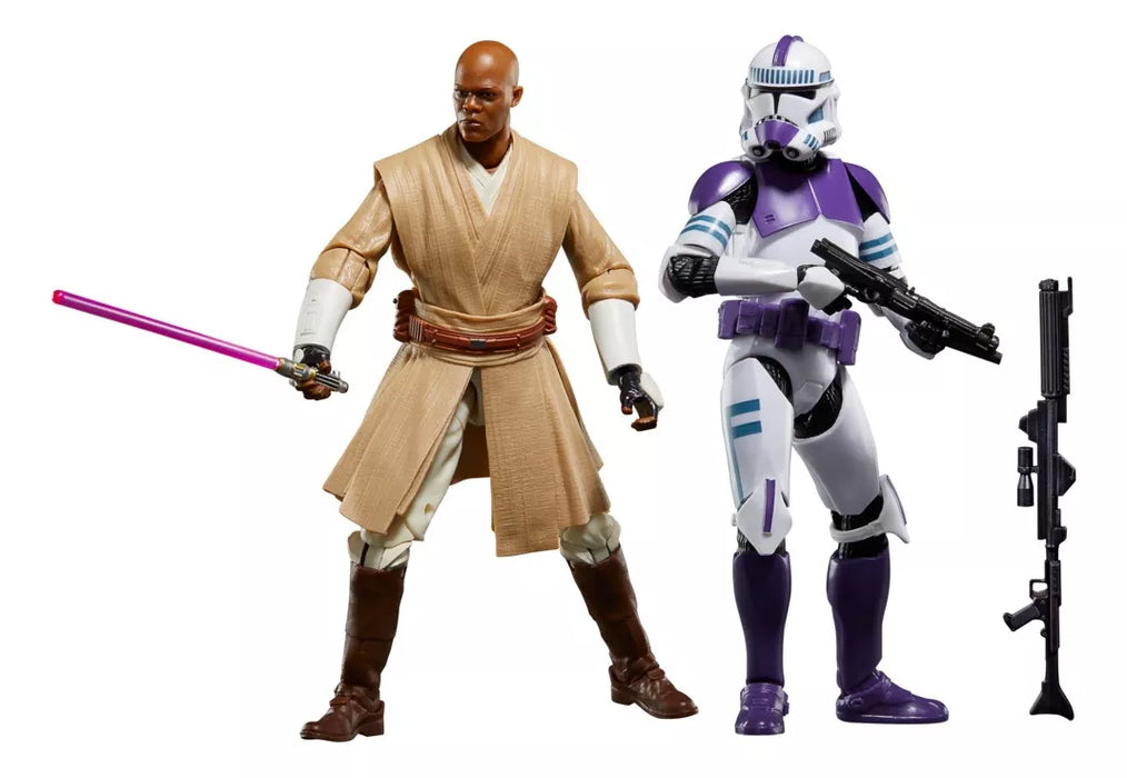 pack de figuras de star wars mace windu & 187th legion clone trooper  GRADO B