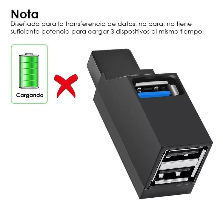 2x mini hub usb 3.0 3 puertos pc ps4 xbox datos portatil GRADO B