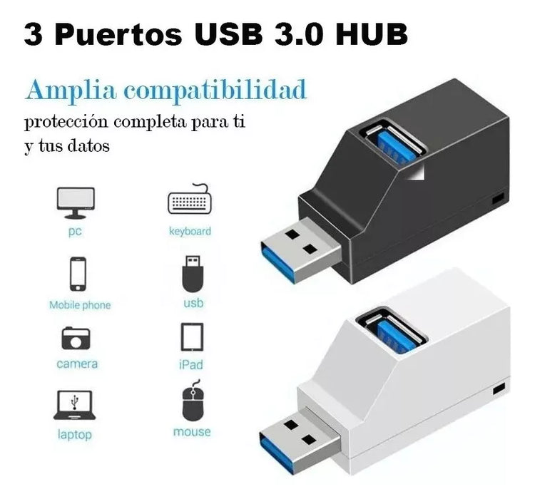 2x mini hub usb 3.0 3 puertos pc ps4 xbox datos portatil GRADO B