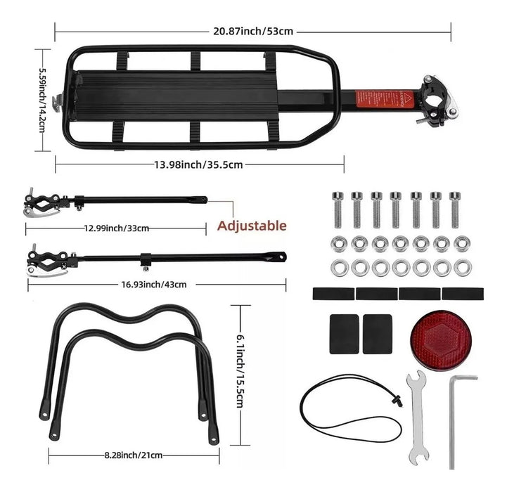 Portabicicletas De Carga / Bike Cargo Rack/50 Kg Capacidad Color Negro 1