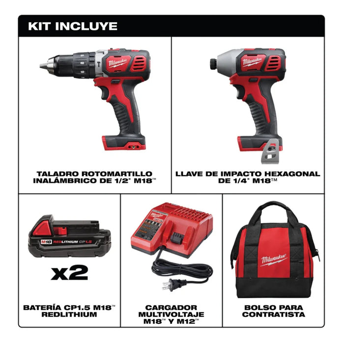 Kit de Combinación Inalámbrico de 2 Herramientas 18V | Grado B