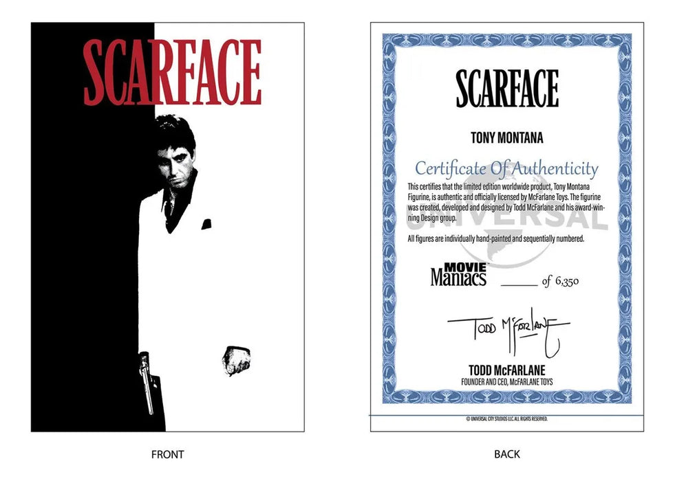 Movie Maniacs 6IN Posed - NBC WV4 - Tony Montana (Cara de cicatriza) GRADO B