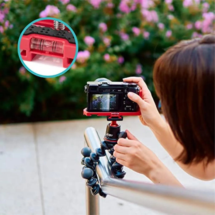 Joby Vert 3K, Soporte en L para Fotos y Videos, combinable con Kit GorillaPod 3K, trípode de Mesa para cámaras sin Espejo y CSC, cámara de vlogging, Youtuber y TIK Toker, Rojo, JB01684-BWW GRADO B