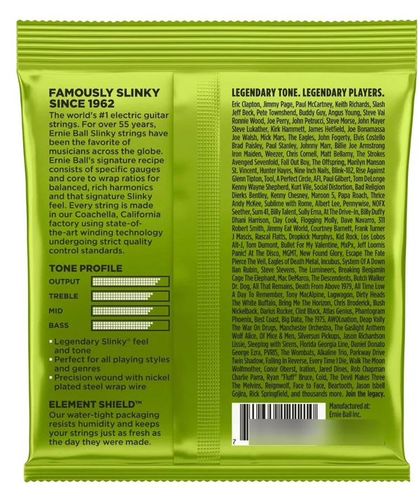 ACCESORIOS CUERDAS GUITARRA ELECTRICA ERNIE BALL 6PIEZAS