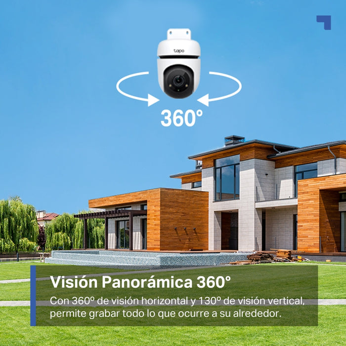 TP-LINK CAMARA DE SEGURIDAD EXTERIOR TAPO C500 ROTACION 360 AUDIO BIDIRECCIONAL IP65 VISION NOCTURNA AI GRADO B