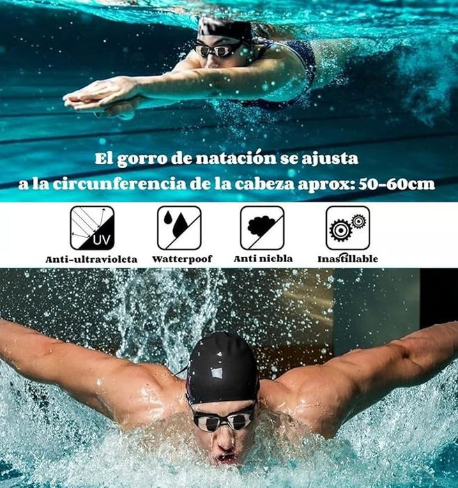 Traje De Baño Deportivo Mujer Natación Lycra+gorra Y Goggles 3 GRADO B
