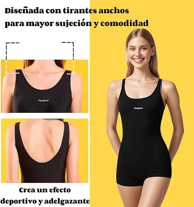Traje De Baño Deportivo Mujer Natación Lycra+gorra Y Goggles 3 GRADO B