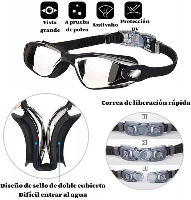 Traje De Baño Deportivo Mujer Natación Lycra+gorra Y Goggles 3 GRADO B