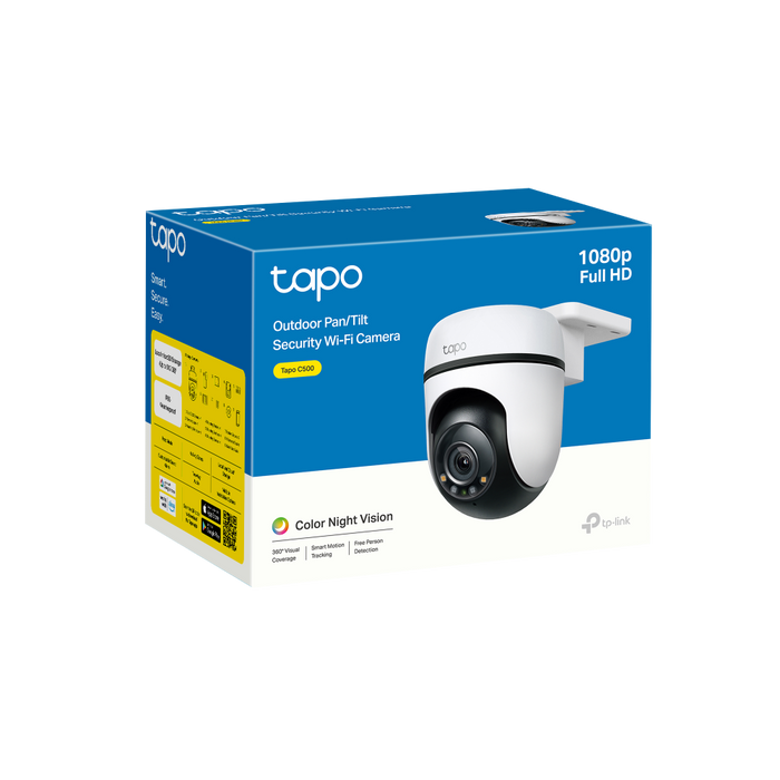 TP-LINK CAMARA DE SEGURIDAD EXTERIOR TAPO C500 ROTACION 360 AUDIO BIDIRECCIONAL IP65 VISION NOCTURNA AI GRADO B