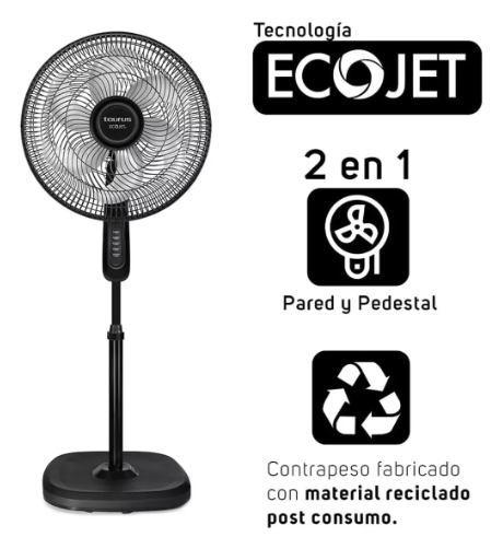 Ventilador de Pedestal Taurus Silent Power 18 pulgadas, Negro GRADO B