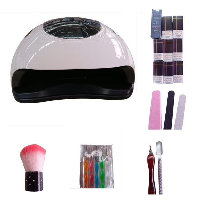 KIT DE UÑAS LÁMPARA DE UÑAS 220W/57 LED UV/LED BASE+TOP GRADO B