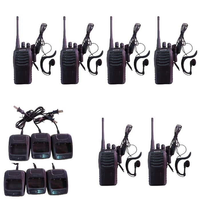 6 pcs baofeng bf-888s walkie talkie uhf con manos libres